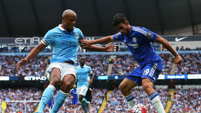Vincent Kompany and Diego Costa went head-to-head in their Premier League clash in August