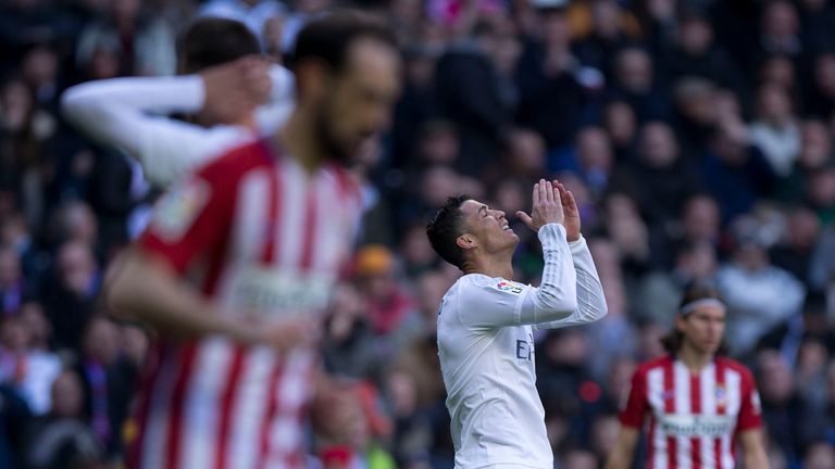 Cristiano Ronaldo of Real Madrid reacts