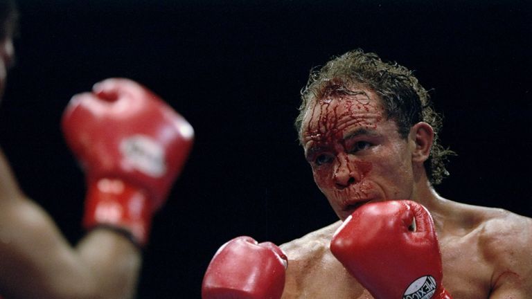 11 Jun 1994:  Daniel Zaragoza (right) prepares to trade punches with his opponent Francisco Soto.