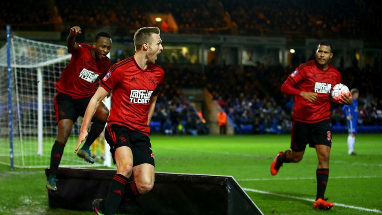 Darren Fletcher celebrates West Brom's equaliser against Peterborough