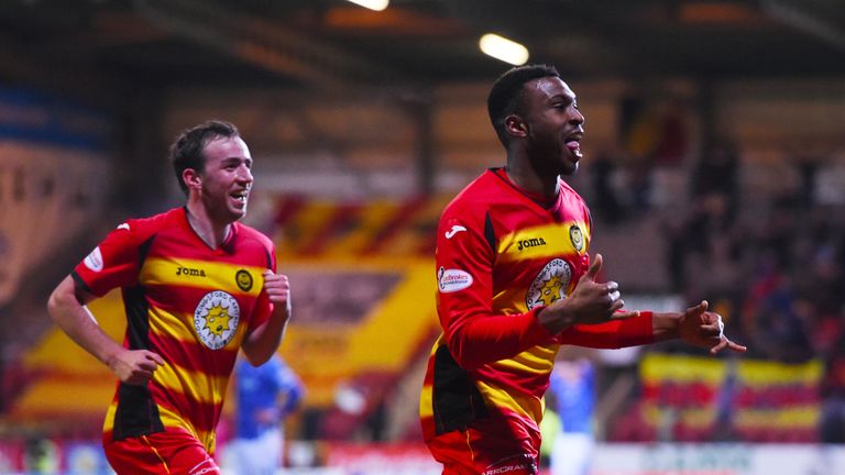 Partick's David Amoo (right) celebrates after he puts away his side's second goal
