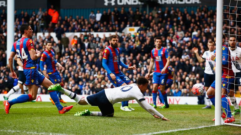 Dele Alli fails to score from close range during Tottenham's FA Cup clash with Crystal Palace