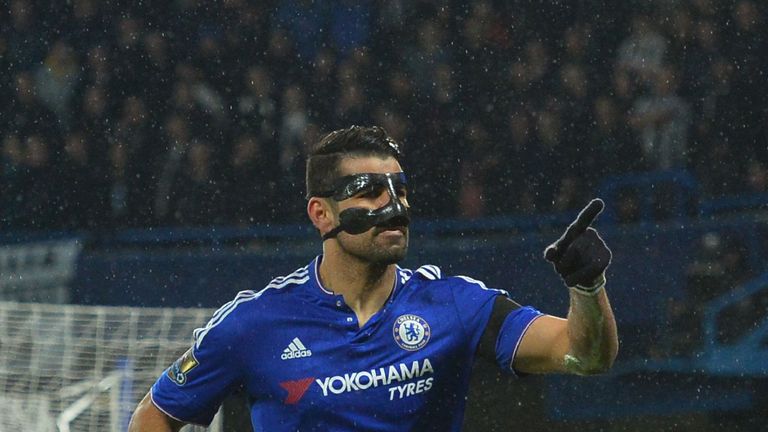 Diego Costa celebrates scoring Chelsea's opening goal against Newcastle