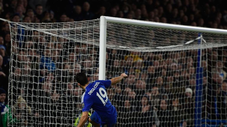 Diego Costa of Chelsea scores the equalising goal 