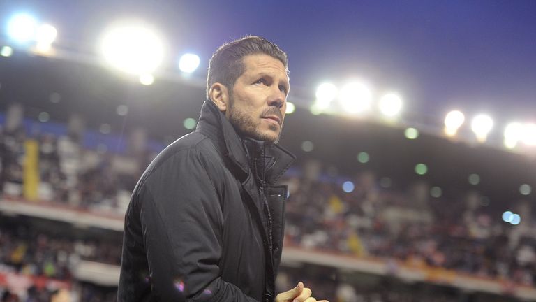 Head coach Diego Simeone of Club Atletico de Madrid looks on during the La Liga match between Club Atletico de Madrid and Rayo Vallecano