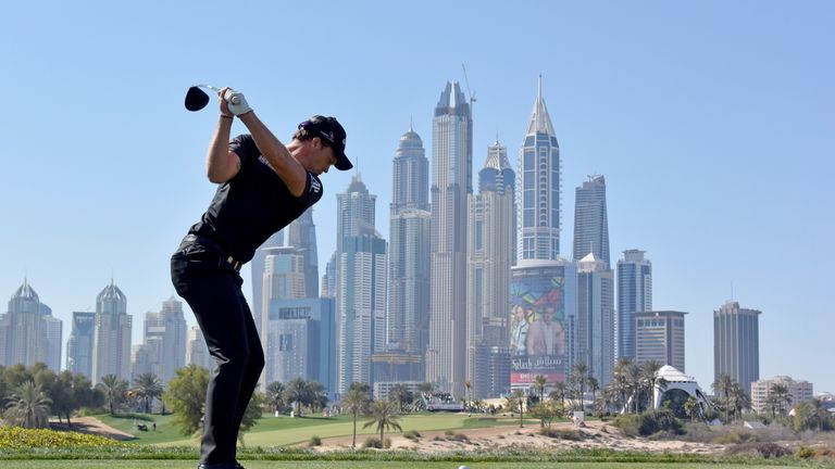 Danny Willett of England on the 8th tee during the third round of the Omega Dubai Desert Classic 