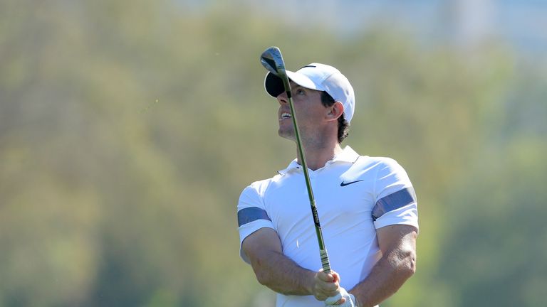 Rory McIlroy in action at the Dubai Desert Classic