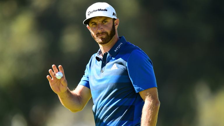 Dustin Johnson during round two of the Northern Trust Open at Riviera Country Club 