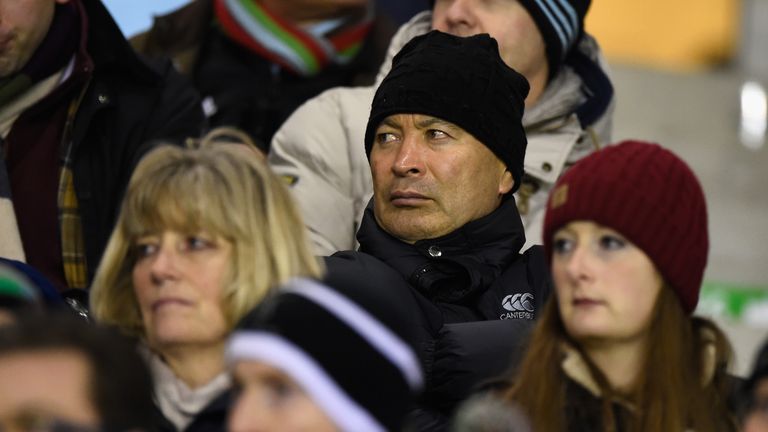 England coach Eddie Jones is a face in the crowd during the Aviva Premiership match between Harlequins and Leicester Tigers at Twickenham Stoop