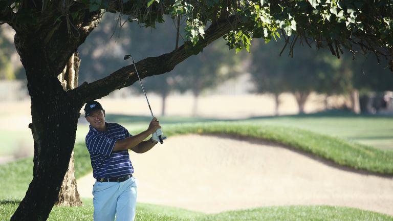 Ernie Els struggled during his third round in Dubai