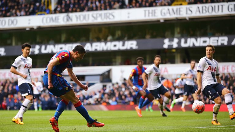 Martin Kelly opens the scoring for Crystal Palace against Tottenham in the FA Cup