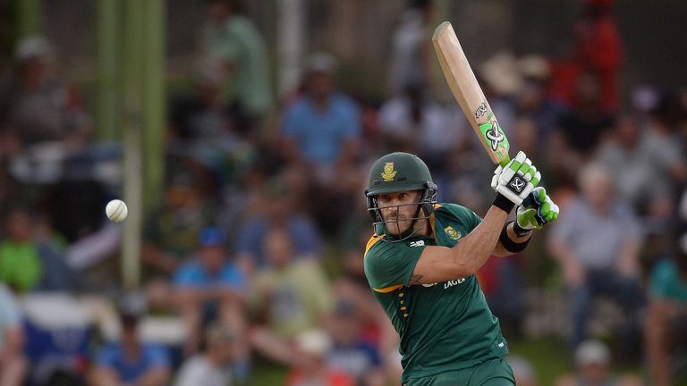 Faf du Plessis of South Africa bats during the 1st ODI against England