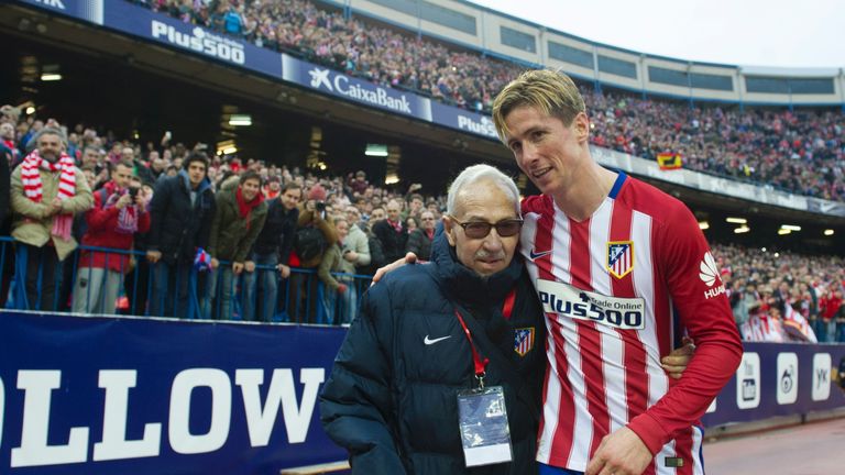Fernando Torres (right) with Manuel Brinas, the man credited with discovering the Atletico Madrid forward as a youngster