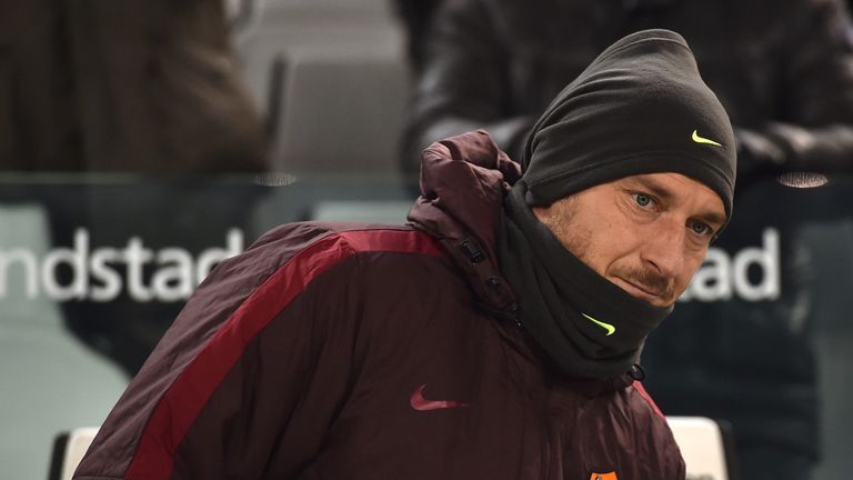 Francesco Totti of Roma looks on during the Serie A match