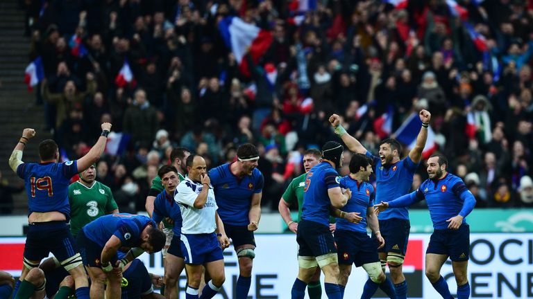 France players celebrate at the final whistle