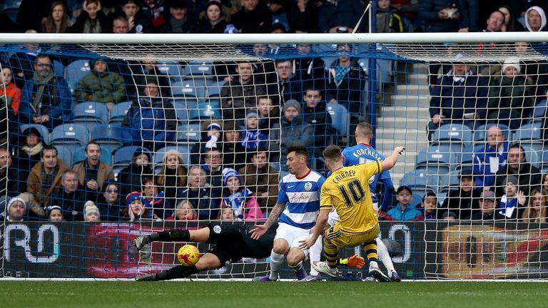 Fulham's Tom Cairney scores his side's third goal of the game during the Sky Bet Championship match at Loftus Road, London.