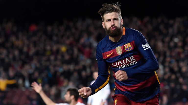 Barcelona's defender Gerard Pique celebrates a goal  