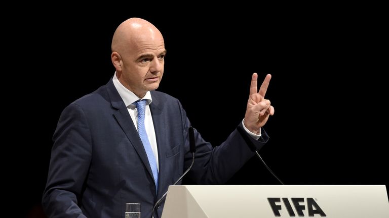 ZURICH, SWITZERLAND - FEBRUARY 26:  FIFA Presidential candidate Gianni Infantino talks during the Extraordinary FIFA Congress 