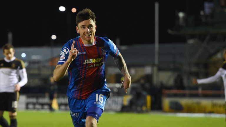 Inverness CT's Greg Tansey celebrates having scored from the penalty spot 
