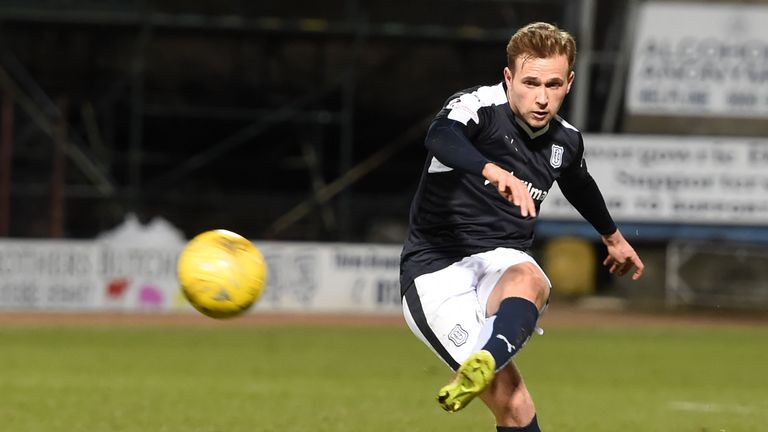 Dundee's Greig Stewart scored twice against Dumbarton 