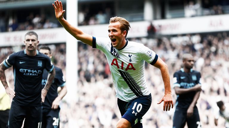 Harry Kane scored his first goal of the season as Tottenham beat Manchester City 4-1 at White Hart Lane