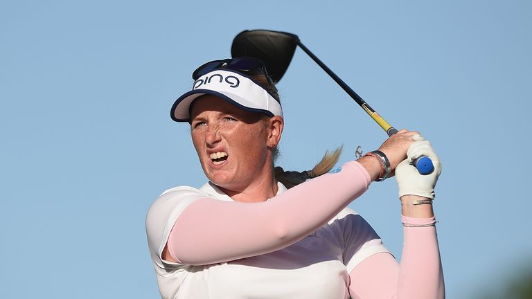 GOLD COAST, AUSTRALIA - FEBRUARY 27:  Holly Clyburn of England watches her tee shot during day three of the RACV Ladies Masters at Royal Pines Resort on Fe
