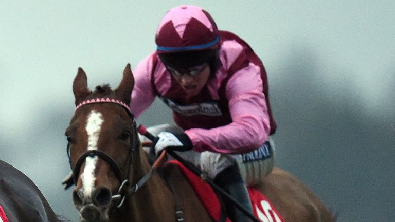 Zulu Oscar (left) ridden by jockey Noel Fehily goes neck and neck with Affaire D'Honneur to go on and win the William Hill World Darts Championship Handica