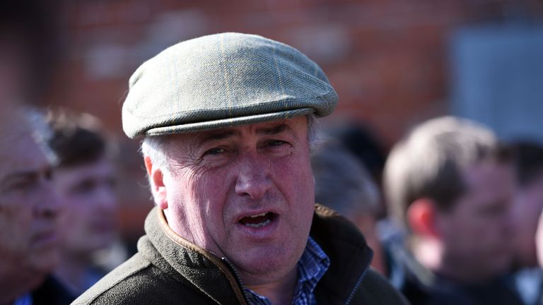 Trainer Paul Nicholls talks to members of the media during a stable visit to Paul Nicholls' stables at manor Farm Stables, Ditcheat. PRESS ASSOCIATION Phot