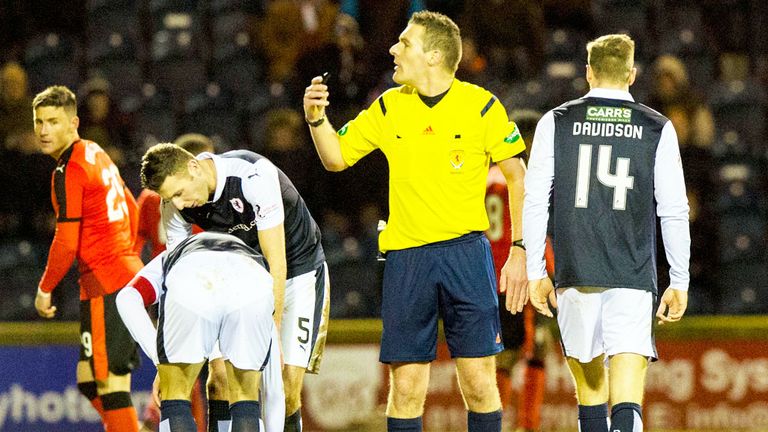 James Craigen of Raith Rovers on the deck following an incident against Rangers