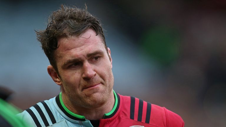 James Horwill of Harlequins looks dejected after the Aviva Premiership defeat to Northampton