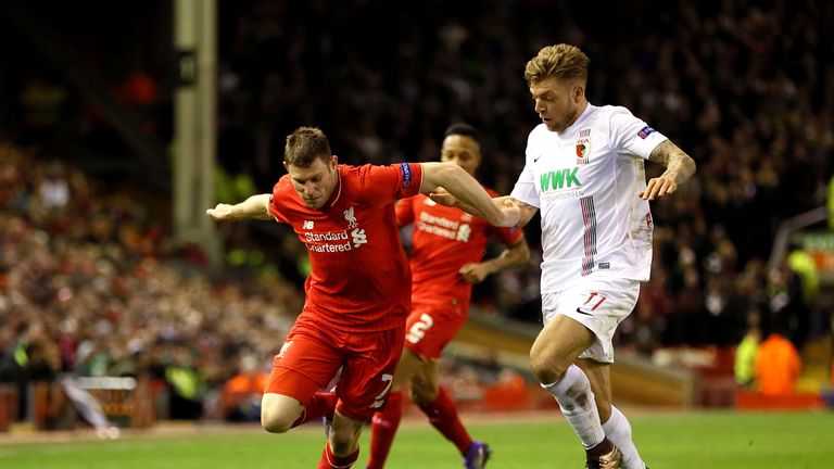 James Milner gets away from Alexander Esswein 