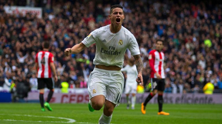 James Rodriguez of Real Madrid CF celebrates