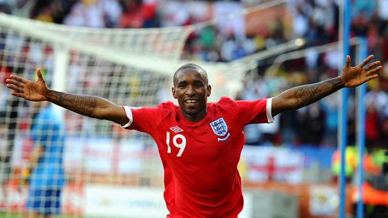 Jermain Defoe playing for England at the 2010 World Cup in South Africa