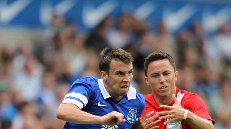 Everton's Seamus Coleman (left) and Blackburn Rovers' John O'Sullivan (right) battle for the ball
