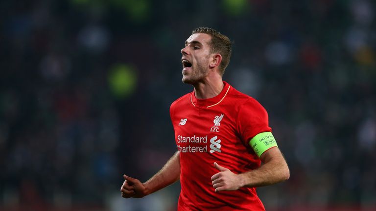 Jordan Henderson during the UEFA Europa League round of 32 first leg match between FC Augsburg and Liverpool