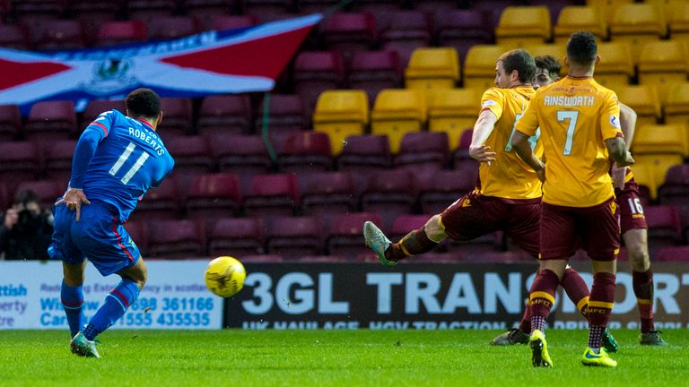 Inverness Caley Thistle's Jordan Roberts makes it 2-1 against Motherwell