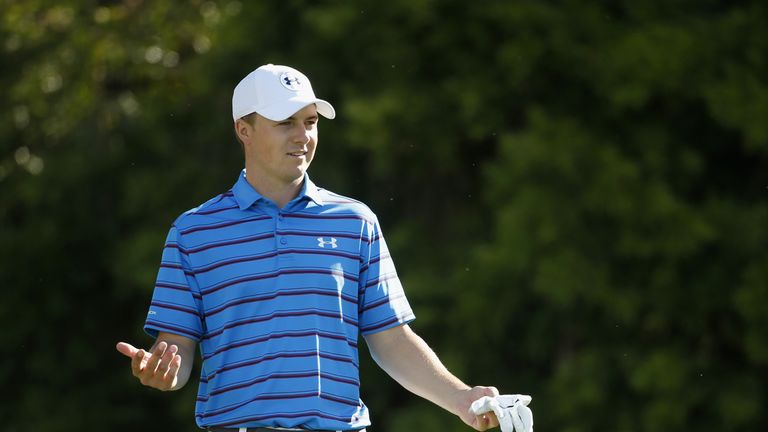 Jordan Spieth waits to play his tee shot on the 12th hole during the final round of the AT&T Pebble Beach National Pro-Am 