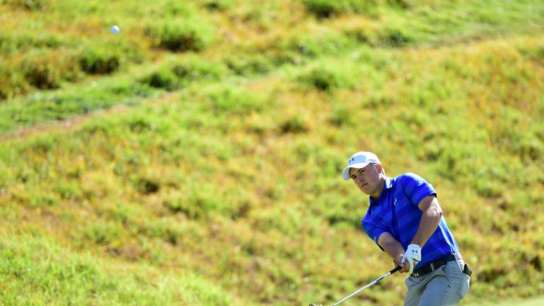 Jordan Spieth in action at Riviera Country Club