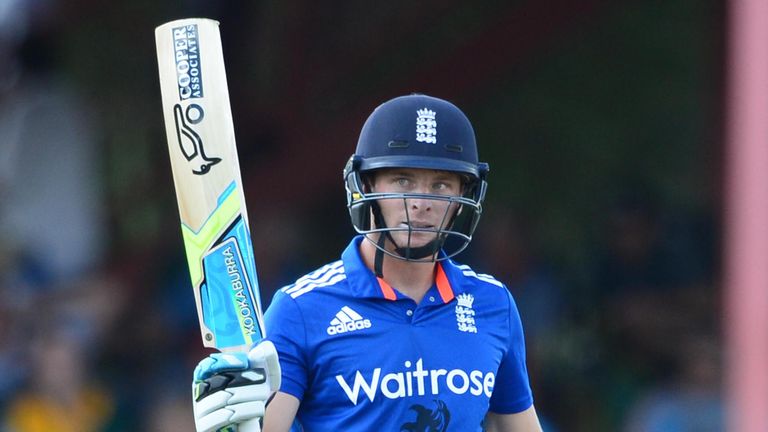 Jos Buttler of England celebrates his 50 runs