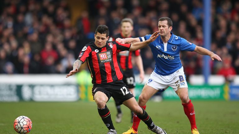 Bournemouth signing Juan Iturbe in action against Portsmouth in the FA Cup