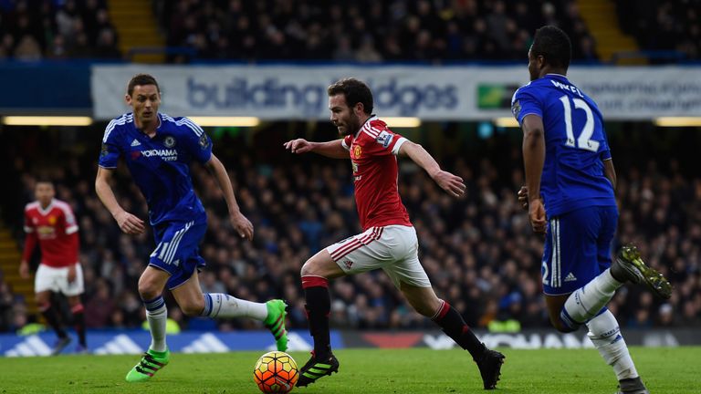 Juan Mata in action for Manchester United against Chelsea