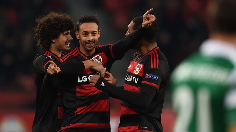 Karim Bellarabi and Bayer Leverkusen celebrate