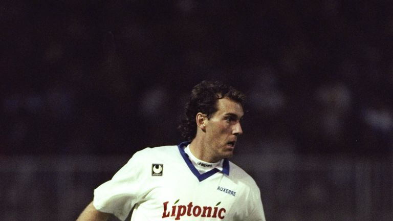 Laurent Blanc of France in action during a UEFA Cup Second Round match against Nottingham Forest at Auxerre in France. Nottingham Forest won 