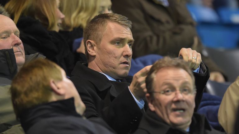 New Kilmarnock Manager Lee Clark takes his place in the stand