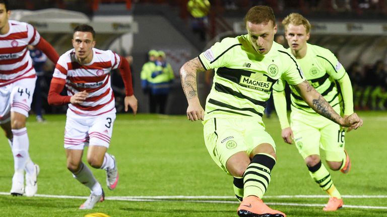 Leigh Griffiths scores with his first penalty to give Celtic a 1-0 lead at Hamilton