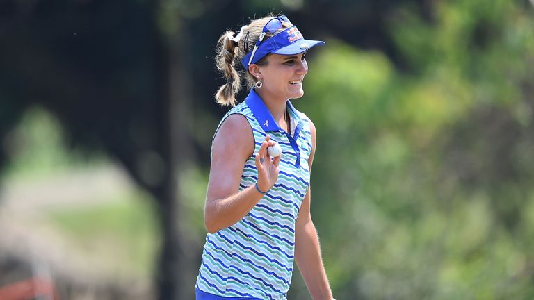 Lexi Thompson acknowledges the fans during the final round of the LPGA Thailand
