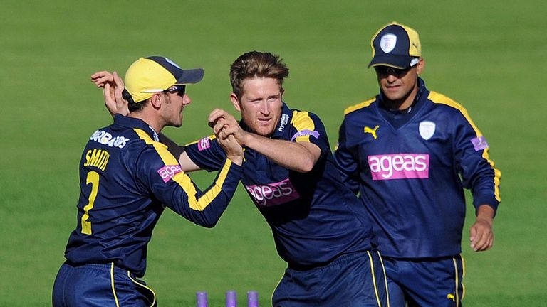 Hampshire's Liam Dawson celebrates against Gloucestershire in the Royal London One-Day Cup QF