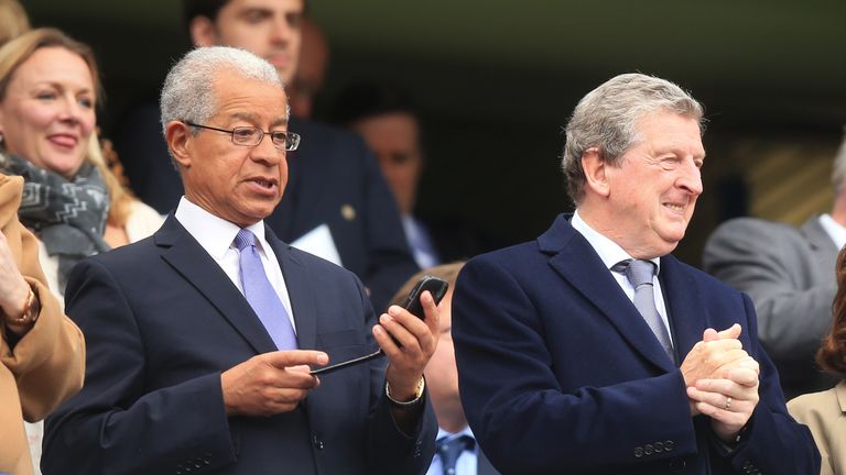 Lord Ouseley (left) , chairperson of the Kick it Out campaign, with England manager Roy Hodgson