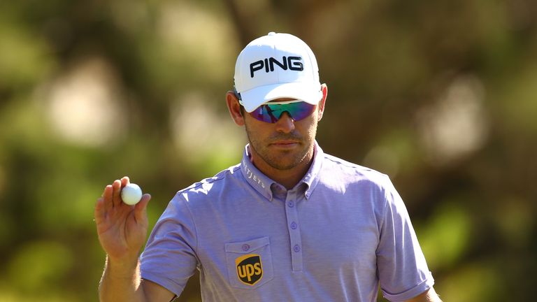 Louis Oosthuizen acknowledges the crowd during the second round of the Perth International