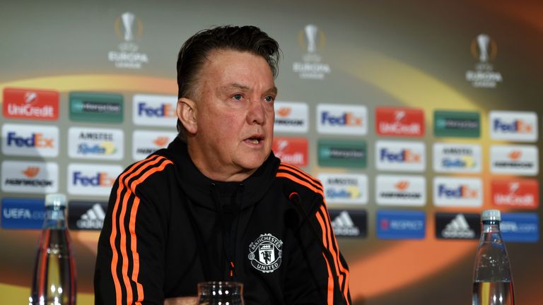 Louis van Gaal pre-match press conference, FC Midtjylland v Manchester United, Europa League, Herning, Denmark